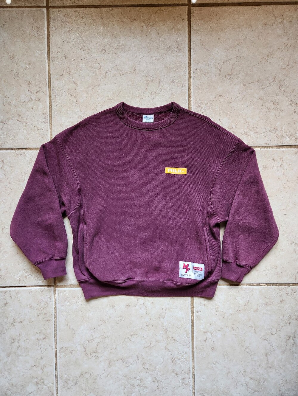 Champion x Milkfed Reverse Weave Crewneck Sweatshirt Medium Maroon Burgundy